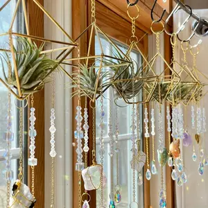 Suncatcher for Window Wire Wrapped Crystal, Rainbow Teardrop Crystals, Air Plant Hanging Decor, Gift Box, Gifts for Her or Him, Raw Crystals