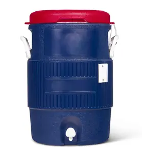 5 Gallon Insulated Beverage Cooler: Dispenser with Stainless Steel Interior and Spout/Spigot, Portable Sports Cooler for Camping, Outdoors - Fun Round Water Jug - Stackable
