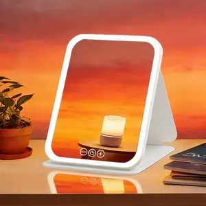 LED Makeup Mirror Rechargeable 3 Color Lights Foldable Travel Vanity Mirror with Touch Control Dimmable Rechargeable Lighted Mirror