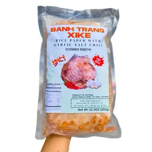 Spicy Instant Rice Paper With Garlic Salt Chili (pack of 5bags) - Bánh Tráng Xike Muối Tỏi Cay (5bịch/túi) Product Of Vietnam