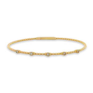 14k Solid Gold Diamond Station Flex Bangle