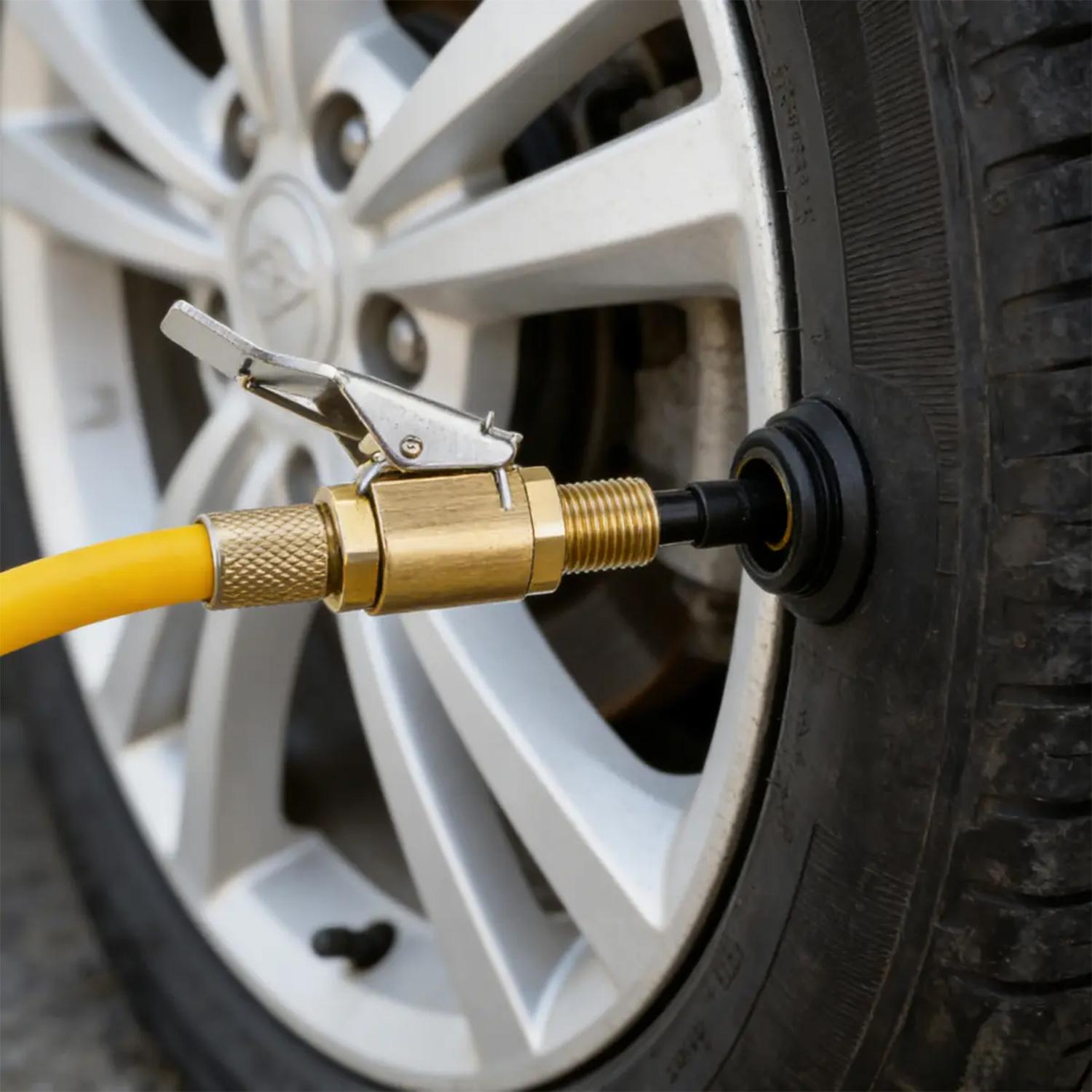 1/2 Pcs Brass Locking Tire Air Chuck, Tire Inflator Hose Adapter for Twist On Connection Convert to Lock On, No Air Leakage Air Compressor Pump Clip On Tire Chucks, Tire Nozzle with Tire Valve Thread