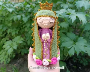 Amigurumi Virgin Mary Doll | Handmade Catholic Gift for Baby & Nursery Decor