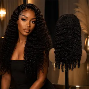 Vacation Curl Burmese Curly 20" 9x6 Transparent Lace Human Hair Wig Wear & Go Curly Wig 180% Density