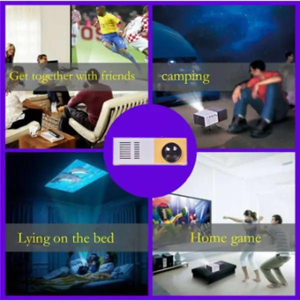 Portable Projector 3D HD LED Home Theater Cinema HDMI-compatible USB Audio Projector YG300 Mini Projector with 1080P Display 3000lm Brightness and Multiple Input Interfaces for Home and Outdoor Use