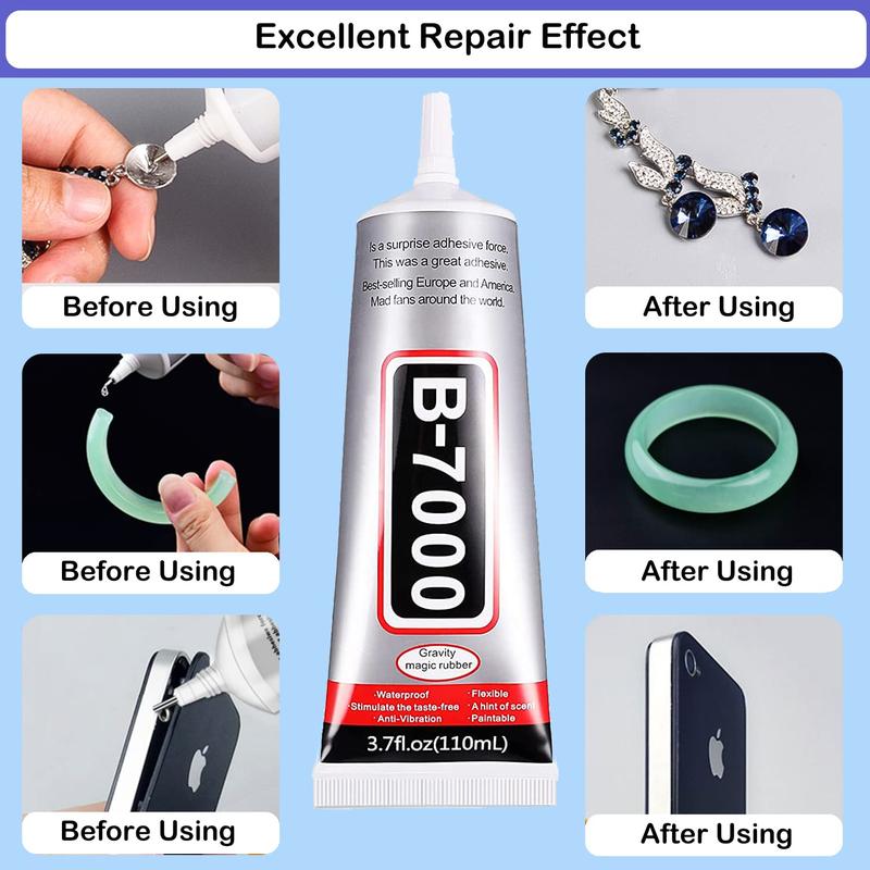 3PCS 110ml B7000 Rhinestones Glue for Crafts, Clear B-7000 Super Jewelry Glue Transparent Industrial Adhesive for Fabric Phone Repair Jewelery Making Crystal Gem Tac Art Stone Wood Glass 3PCS 110ml B7000 Rhinestones Glue for Crafts, Clear B-7000 Super Jewelry Glue Transparent Industrial Adhesive for Fabric Phone Repair Jewelery Making Crystal Gem Tac Art Stone Wood Glass