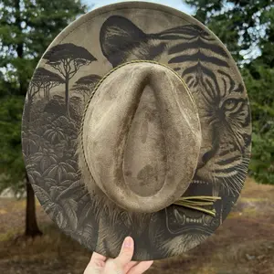 Tiger Engraved Fedora Hat