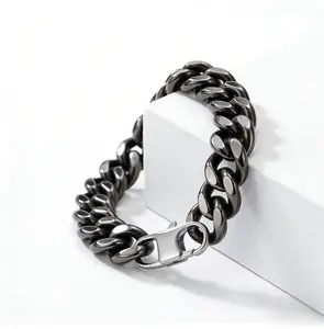 Black Chunky Curb Chain Bracelet - Summer Street Style & Daily Wear Statement Jewelry accessories