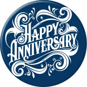 Angel Buttons 2.25 inch pin-back button Happy Anniversary