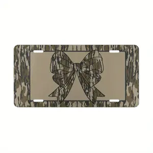 Camo Coquette Vanity Plate/Camouflaged License Plate/Camo Bow Vehicle Tag/Country Girl Camo Tag/Cowgirl Camo Accessory, Aluminum Front License Plate- 6x12- inch polished metal standard plate, easy to install, for decor only, Made in USA
