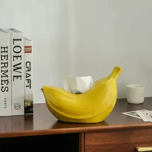 Banana Ceramic Paper Towel Holder, Simple High-End Cute Creative Living Room Dining Room High Aesthetic Napkin Box