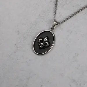 Silver Fleur De Lis Pendant Chain Necklace