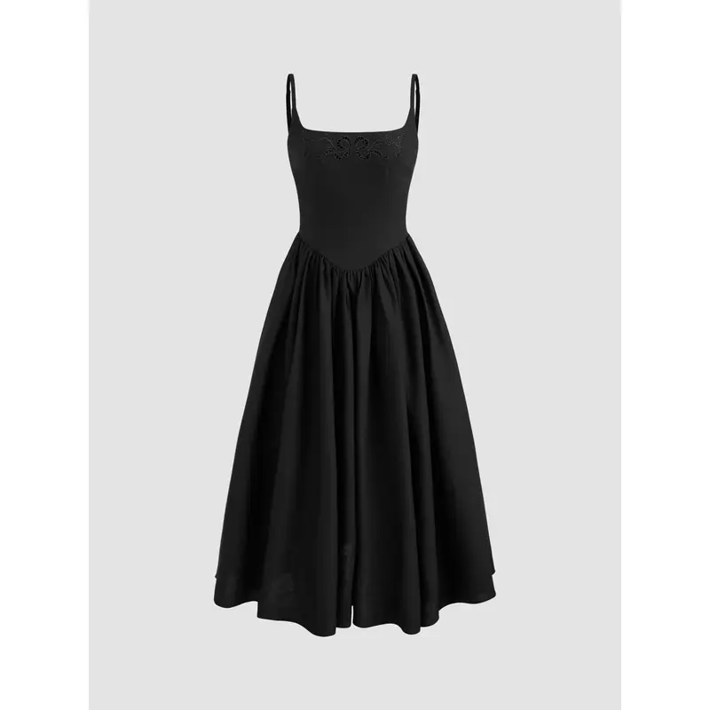 princess polly baby blue dress Black Hand Embroidered Cotton Linen Dress