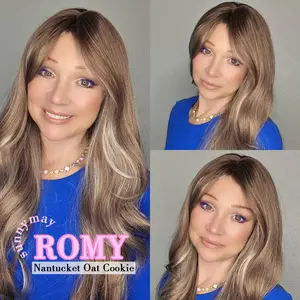 Sunnymay Layered Style Women’s Fashion Synthetic Wig ROMY Nantucket Oat Cookie Blonde Highlights Synthetic Lace Wig Honey Blonde Wigs Ash Blonde Wig Curly Wigs Glueless Ready to Wear Machine Made Wigs Convenient Wigs