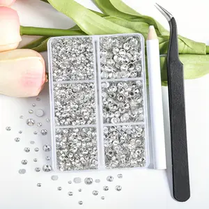 1 set Large Assorted Clear Rhinestones Kit - 6 Sizes, Picking Tweezers, Wax Pencil for Easy Application - Perfect for DIY Jewelry Making, Nail Art, Accessories, and Crafts Projects