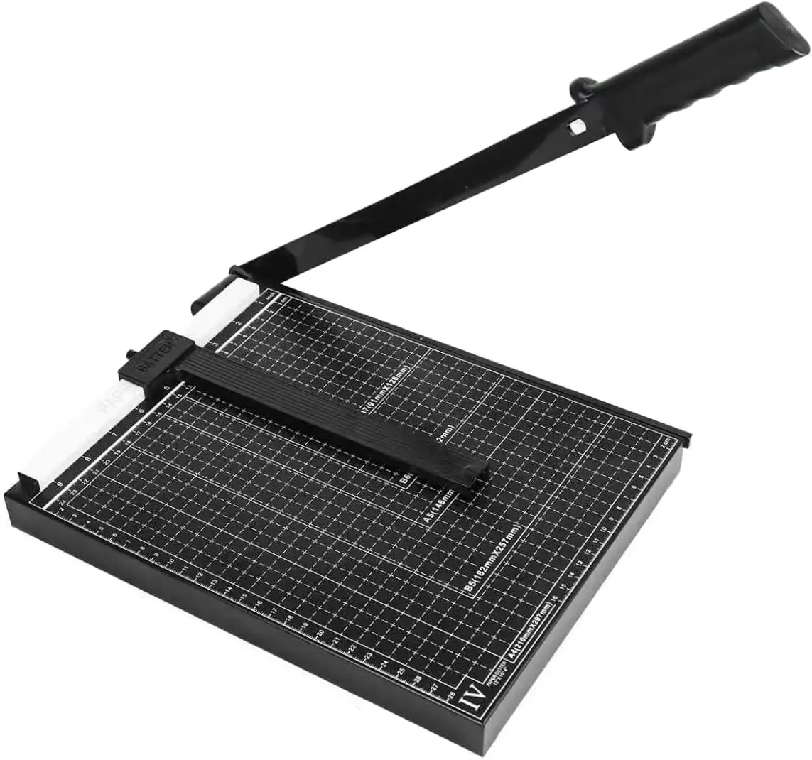 12 in Guillotine Paper Cutter, 10-Sheet Capacity for Cardstock, Photos & Crafts, Heavy-Duty Steel Base with Safety Guard, Ideal for Office & Home Use