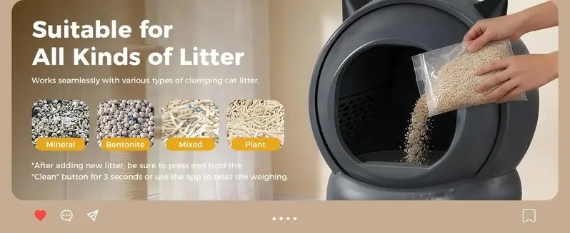 Self Cleaning Litter Box for Multiple Cats, E2 Automatic Cat Litter Box, Self-Cleaning Robot with Smart APP Control and Health Monitoring, Includes 2 Roll Trash Bag and Litter Mat, Grey