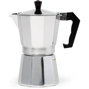 Classic Stovetop Espresso and Coffee Maker, Moka Pot for Italian and Cuban Café Brewing, Greca Coffee Maker, Cafeteras, 6 Espresso Cups, Silver
