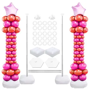 2PCS 7ft Adjustable Balloon Column Stand Kit Telescopic Stainless Steel Base for Party Decor