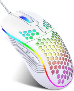 Wired Gaming Mouse, Computer Mouse Ergonomic Mice Honeycomb Design with RGB Backlight, 6 Buttons, 7200 Adjustable DPI for PC/Mac/Laptop