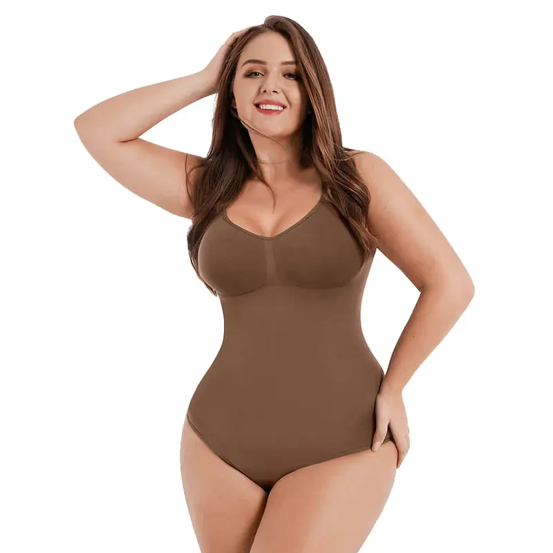 FeelinGirl Seamless Covered Bust Jumpsuit Thong Bodysuit Fit Slimming Comfort Womenswear Breathable Hip