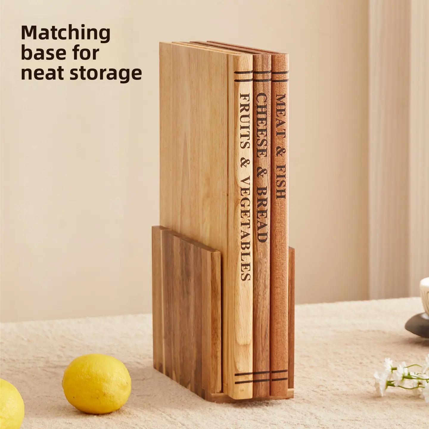 Solid Wood Bookshelf Design Cutting Board Set, Chopping Boards, Three-Piece Real Wood Kitchen Decorative Water Basin, Durable & Stylish Cooking Utensils, Wooden Cutting Boards, Kitchenware, Cutting Boards For Kitchen