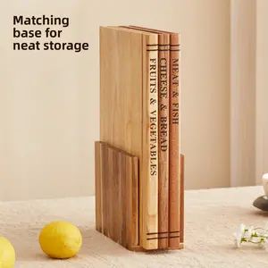 Solid Wood Bookshelf Design Cutting Board Set, Three-Piece Real Wood Kitchen Decorative Water Basin, Durable & Stylish Cooking Utensils