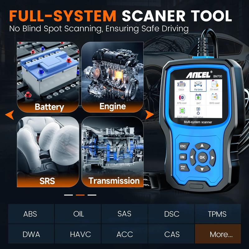 ANCEL BM700 OBD2 Scanner for BMW Mini Rolls-Royce, All System Diagnostic Scan Tool with EPB/Oil Reset, SAS Calibration, Battery Registration, Check Engine BMW Mini Code Reader, Lifetime Free Update