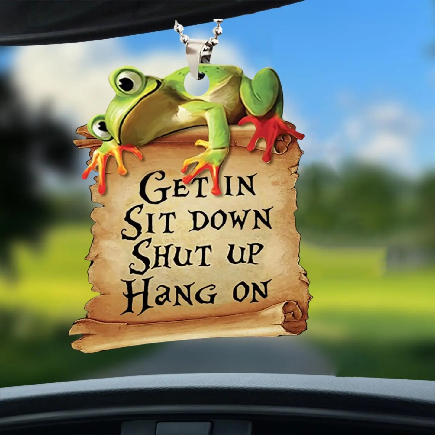Frog Shaped Car Rearview Mirror Hanging Decor, Cute Animal Car Pendant, Universal Car Ornament, Home Decoration