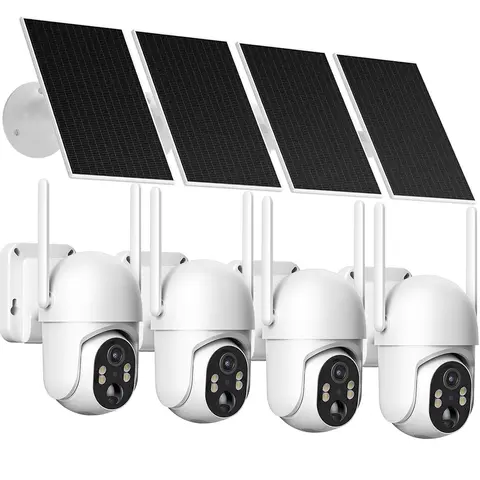 Home Security Camera System - 4G LTE Wireless Solar-Powered Outdoor Camera Security with 360° Live Video, 2K Night Vision, 110° Tilt, PIR Sensor, Built-in SIM Card (Data Refill Required), 10400mAh, Cloud Backup, Ideal for Cabins, Farms, and Jobsites