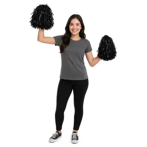 Black Team Spirit Pom-Poms, 2-Pack