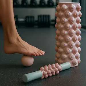 3-in-1 Foam Roller and Fascia Ball Set, Hollow Massage Roller, Muscle Roller Stick, Plantar Fasciitis Ball, for Back, Legs, Arms, and Glutes, Perfect for Yoga, Pilates, Stretching, and Workouts, Exercise Equipment Roller，Yoga Accessory, Versatile Tool