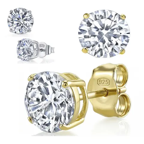 Metal Masters Co. 925 Casted Sterling Silver-Plated Prong-Set Round Stud Earrings Jewelry, 1.5 TCW Brilliant Cubic Zirconia (0.75ct Each), Butterfly Backs, Chic Silver Earrings for Adults & Everyday Outfits