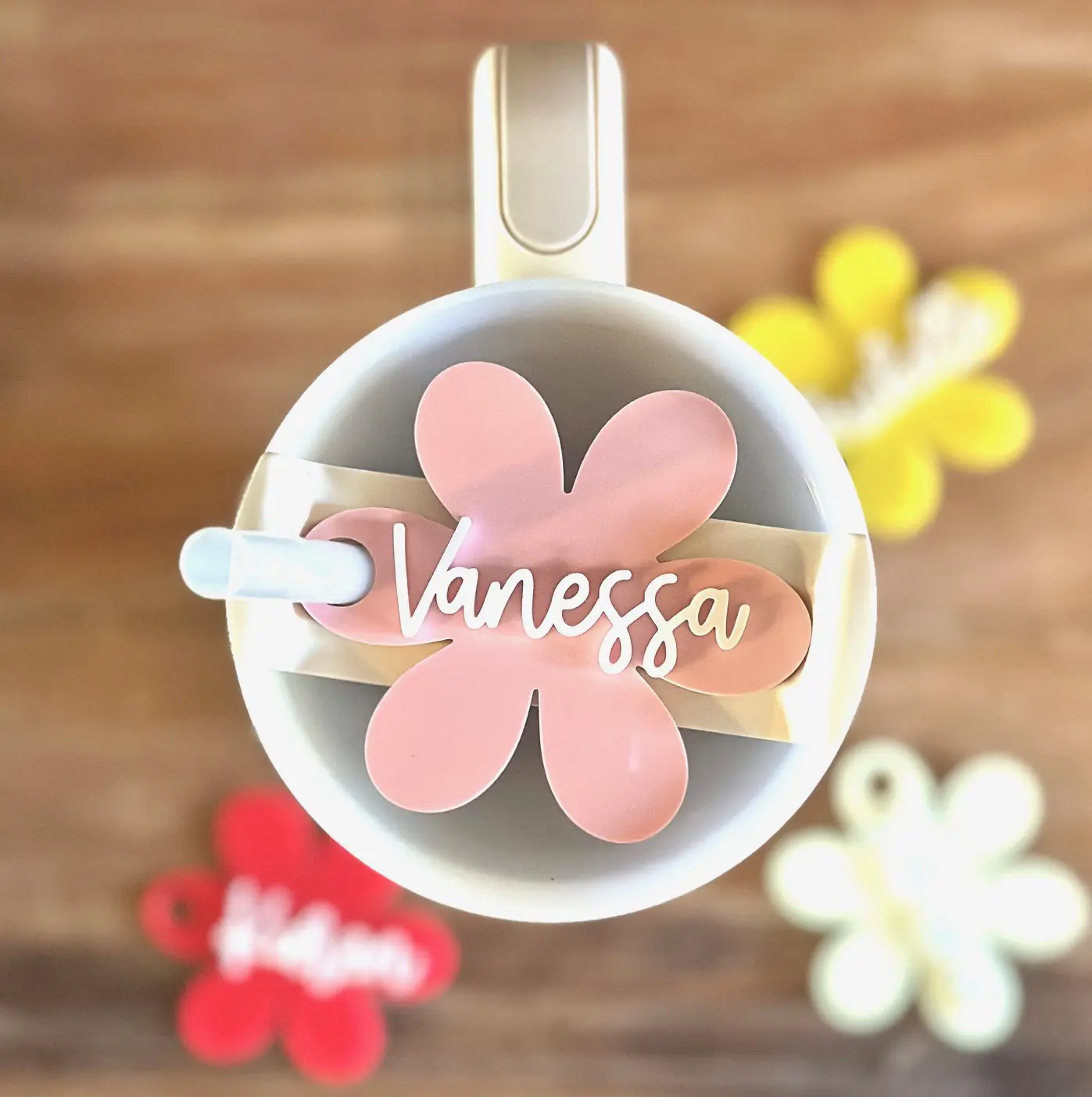 Customized Personalized Flower Topper for Quencher H20 Cups in 20 30 or 40 oz