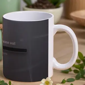 Monday “Please Wait” Progress Bar 11oz Ceramic Mug - Humorous Office Drinkware, Gray/Black Minimalist Coffee Cup, Ideal for Monday Mornings, Work, Durable Tea Gift
