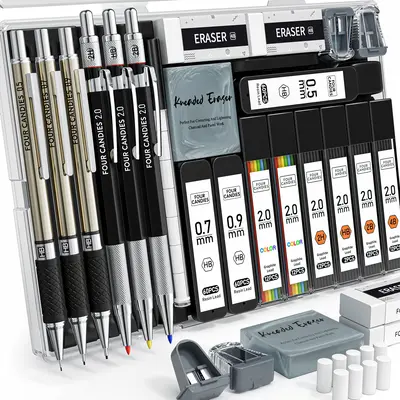 Four Candies 36PCS Aesthetic School Supplies - Mechanical Pencils Set With Lead Refills & Case