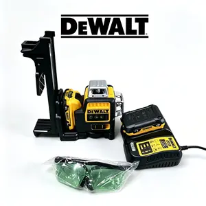 DEWALT DW089LG 12V Rechargeable Three Dimensional Green Laser Level For Commercial Construction And Home Remodeling, With Auto Leveling & Long Range High Visibility Green Beam; Kit Includes Battery, Charger, Mount Clip, Carry Case And Laser Goggles