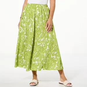 Jaclyn Smith Printed Pull-On Full Circle Midi Skirt