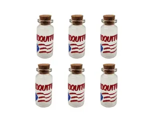 Miniature 2" Coquito Bottles with Puerto Rico Flag Label Pack of 6 Party Decor Accessory Puerto Rician Themed Party Decor Party Souvenirs Christmas Holiday Stocking Stuffer Gift
