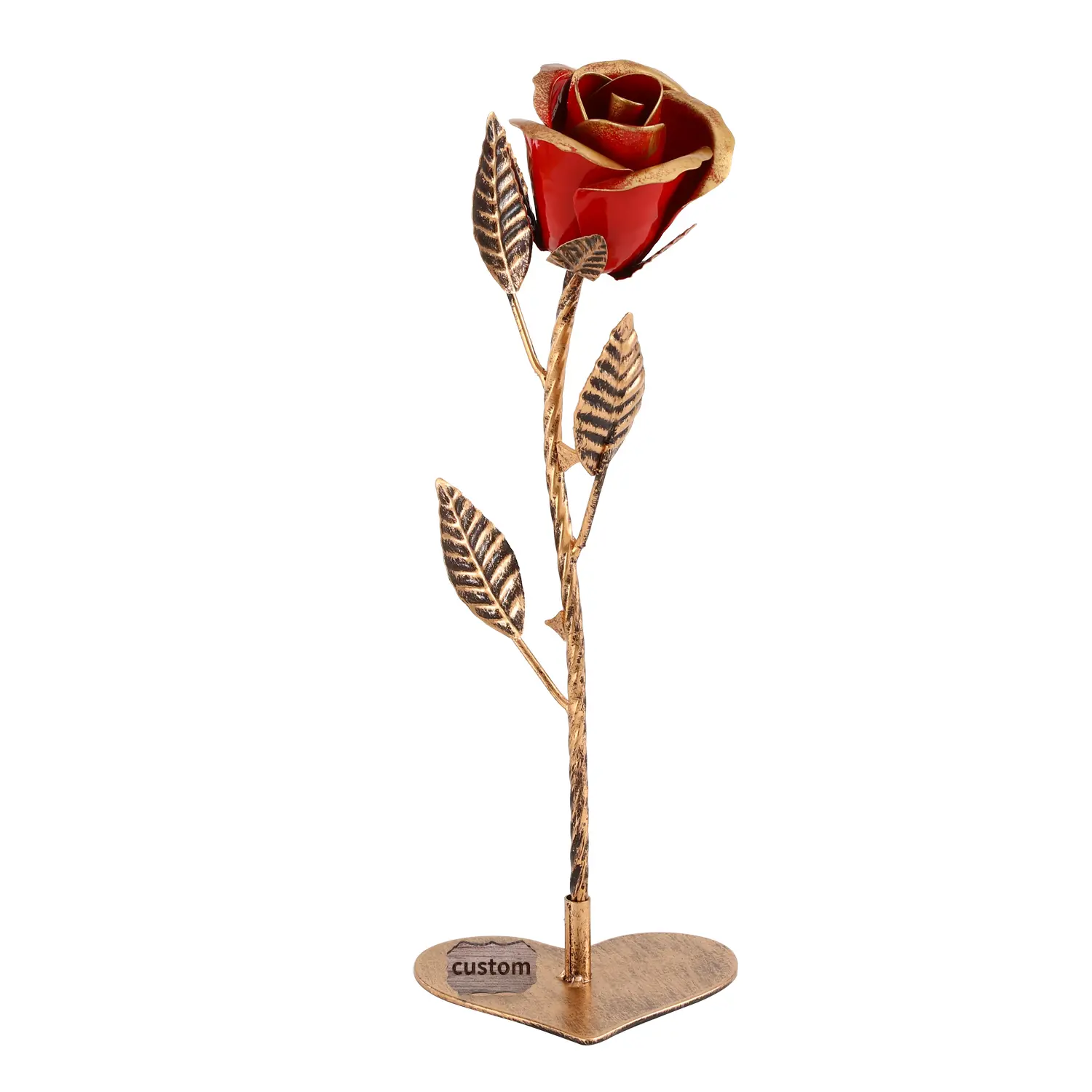 Valentine’s Gift Rose Metal Forever Rose with Heart-Shaped Base, Romantic Eternal Flower Ornament for Girlfriend & Wife | Elegant Anniversary, Birthday & Valentine’s Day Gift