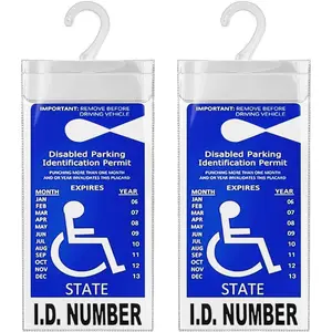 Handicap Placard Holder for Auto, Ultra Transparent Handicapped Placard Holder, Disabled Parking Permit Holder, Handicap Parking Placard Holder Sign Holder With Large Hanger (Thickened Type Set of 2)