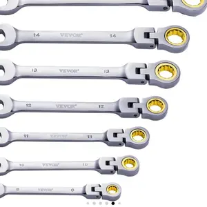Vevor 8 Piece Flexhead Ratchet Set Includes Sizes 6 8 10 11 12 13 14 with Yellow Cushion Grip Tools