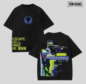 Bungie Marathon Shooter Game Double-side Graphic T-Shirt Hoodies Escape Will Make Me God Washed Custom Tank Top Unisex Cotton Top Sweatshirt Menswear Crewneck Tee