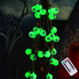 Halloween Eyeball String Lights, Halloween Decoration Cute Scary with 30 LED Eyeballs，Waterproof 8 Modes Twinkle Lights，Halloween Indoor/Outdoor for Party, House, Yard, Garden Decorations (Green) LIGHTSHINE