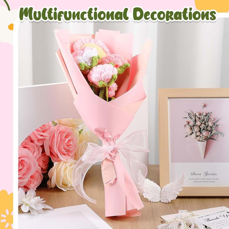 27 count Crochet Flower Bouquet , Hand Knitted Flower Bouquet Crochet Roses Sunflowers Daisies for Mom Grandma Nana Teacher Friend Women Birthday,  School (Gorgeous,Pink Series)