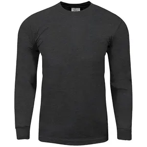 3 Pack Shaka Wear Men's Max Heavyweight Cotton Long Sleeve Crew Neck T-Shirt - Charcoal Gray - Small
