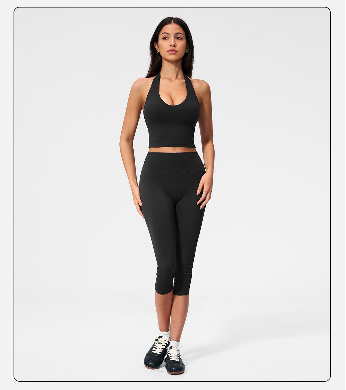 MFVIM Women’s halter V-neck yoga set — high-waisted, thigh-lifting fitness leggings; seamless, quick-dry running two-piece set with a second-skin feel,travel essentials,camping essentials,back to school,back to school haul
