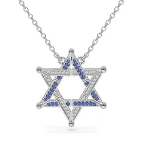 lab-grown diamond sapphire Star of David necklace