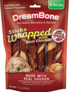 DreamBone Chicken-Wrapped Chews 8 Count, Rawhide-Free Chews for Dogs - large | 8-count
