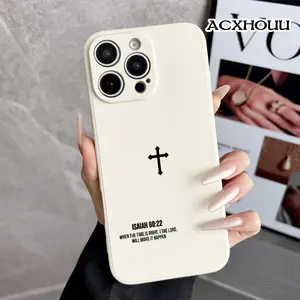 Compatible with iPhone 16 E Pro Max 15 Plus 14 13 12 11 XS XR Isaiah 60 22 Cross Soft TPU Shockproof Anti-Scratch Rugged Cover